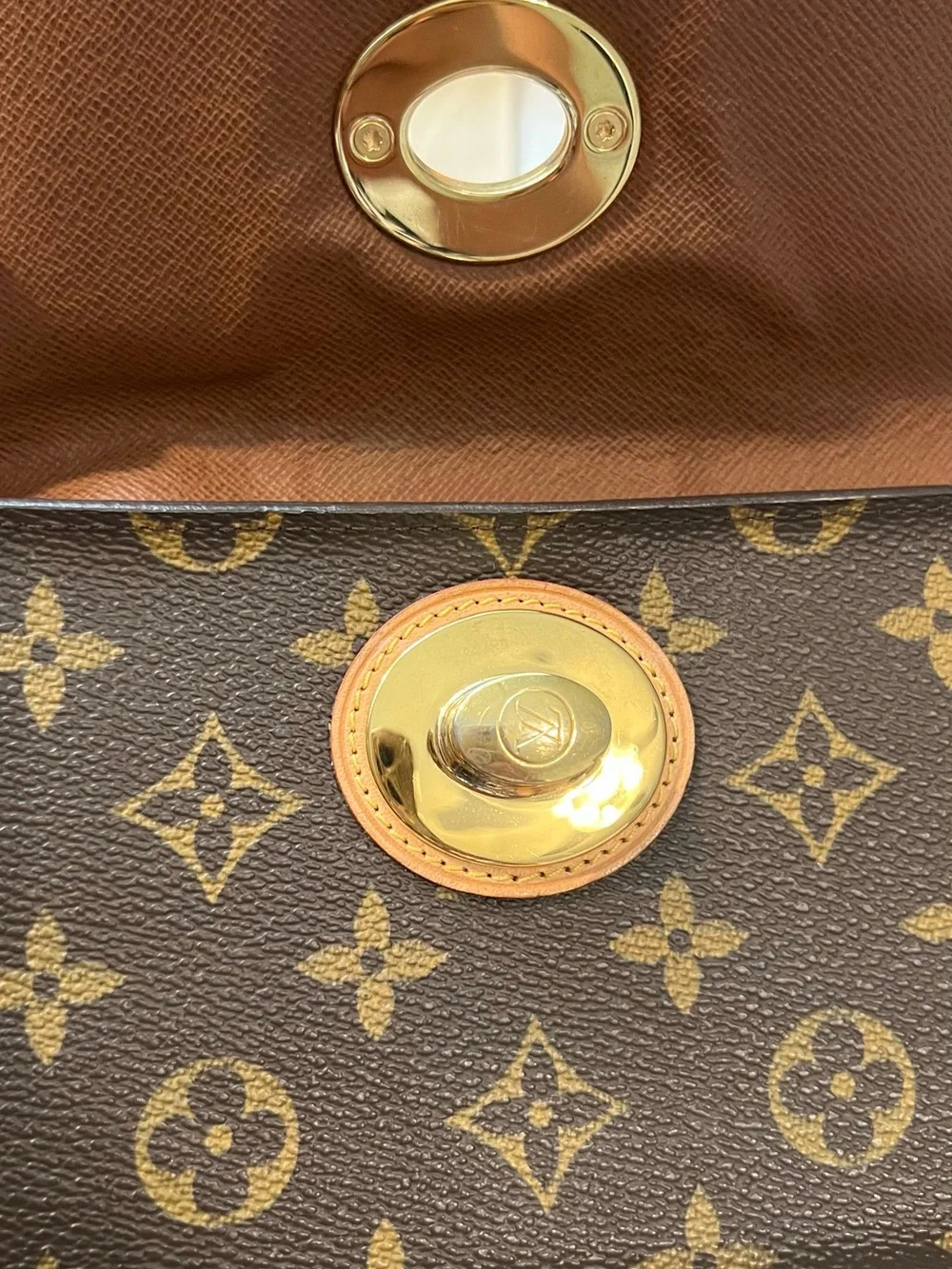 Louis Vuitton Monogram Flap Wallet with Gold-Tone Turn Lock